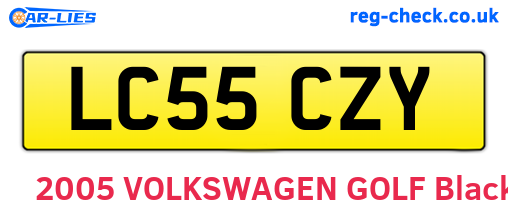 LC55CZY are the vehicle registration plates.