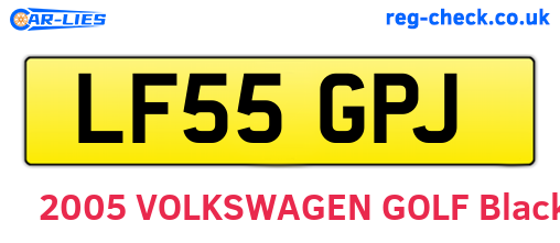 LF55GPJ are the vehicle registration plates.