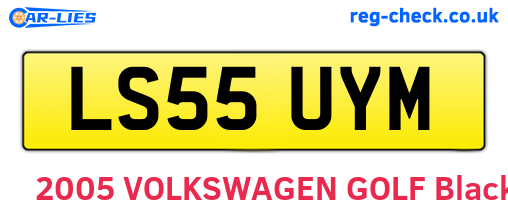 LS55UYM are the vehicle registration plates.