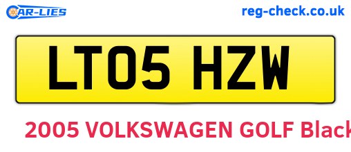 LT05HZW are the vehicle registration plates.