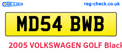 MD54BWB are the vehicle registration plates.