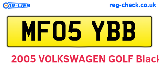 MF05YBB are the vehicle registration plates.