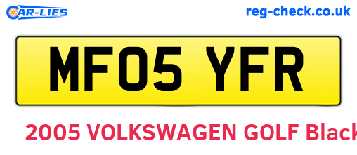 MF05YFR are the vehicle registration plates.