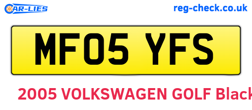 MF05YFS are the vehicle registration plates.