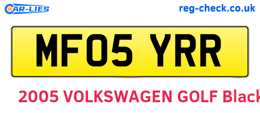 MF05YRR are the vehicle registration plates.