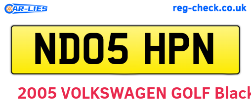 ND05HPN are the vehicle registration plates.