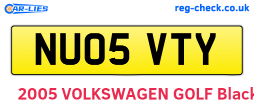 NU05VTY are the vehicle registration plates.