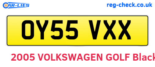 OY55VXX are the vehicle registration plates.