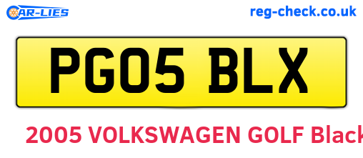 PG05BLX are the vehicle registration plates.