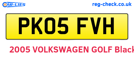 PK05FVH are the vehicle registration plates.