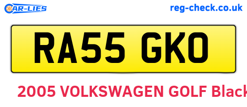 RA55GKO are the vehicle registration plates.