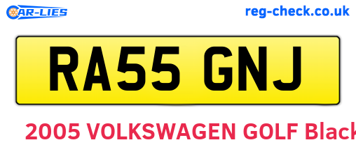 RA55GNJ are the vehicle registration plates.