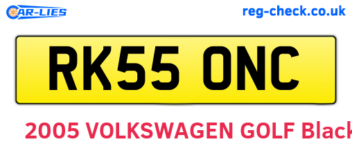 RK55ONC are the vehicle registration plates.