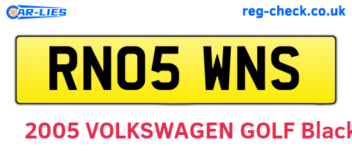 RN05WNS are the vehicle registration plates.