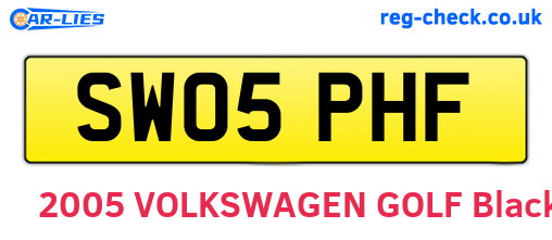 SW05PHF are the vehicle registration plates.