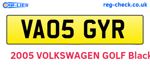 VA05GYR are the vehicle registration plates.