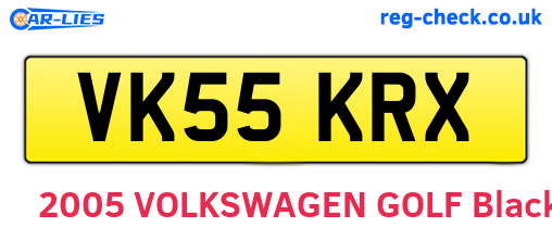 VK55KRX are the vehicle registration plates.
