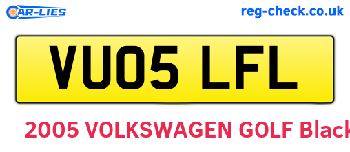 VU05LFL are the vehicle registration plates.