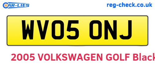WV05ONJ are the vehicle registration plates.