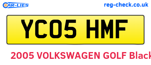 YC05HMF are the vehicle registration plates.