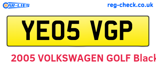 YE05VGP are the vehicle registration plates.