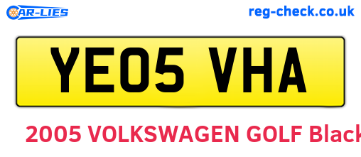 YE05VHA are the vehicle registration plates.