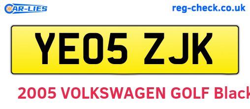 YE05ZJK are the vehicle registration plates.