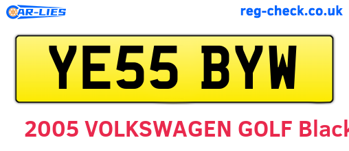 YE55BYW are the vehicle registration plates.