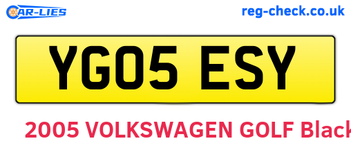 YG05ESY are the vehicle registration plates.