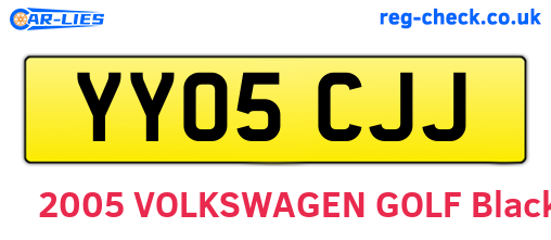 YY05CJJ are the vehicle registration plates.