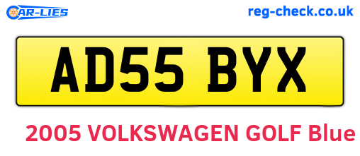 AD55BYX are the vehicle registration plates.