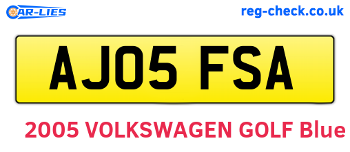 AJ05FSA are the vehicle registration plates.