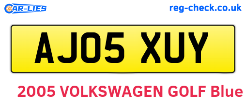AJ05XUY are the vehicle registration plates.