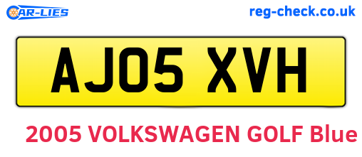AJ05XVH are the vehicle registration plates.