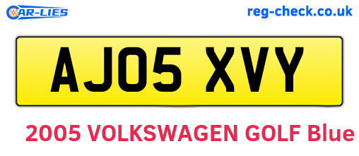 AJ05XVY are the vehicle registration plates.