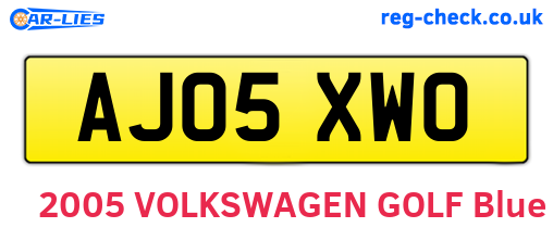 AJ05XWO are the vehicle registration plates.