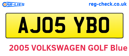 AJ05YBO are the vehicle registration plates.