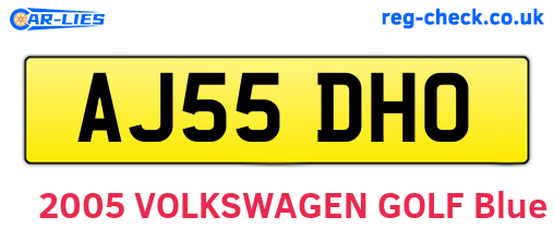 AJ55DHO are the vehicle registration plates.