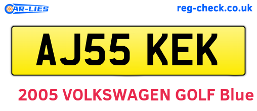 AJ55KEK are the vehicle registration plates.