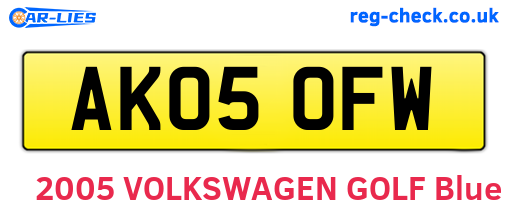 AK05OFW are the vehicle registration plates.