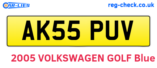 AK55PUV are the vehicle registration plates.