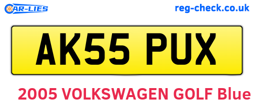 AK55PUX are the vehicle registration plates.