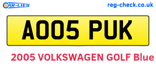 AO05PUK are the vehicle registration plates.