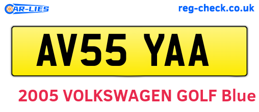 AV55YAA are the vehicle registration plates.