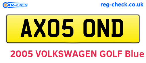 AX05OND are the vehicle registration plates.