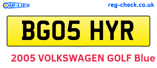 BG05HYR are the vehicle registration plates.