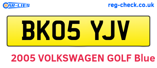 BK05YJV are the vehicle registration plates.