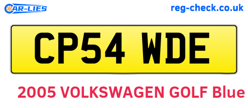 CP54WDE are the vehicle registration plates.
