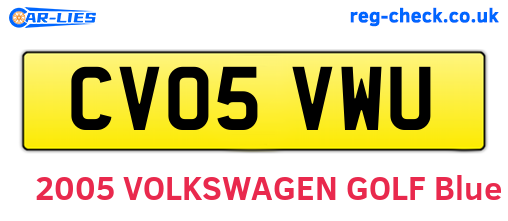 CV05VWU are the vehicle registration plates.