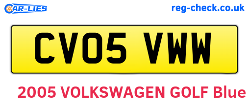 CV05VWW are the vehicle registration plates.